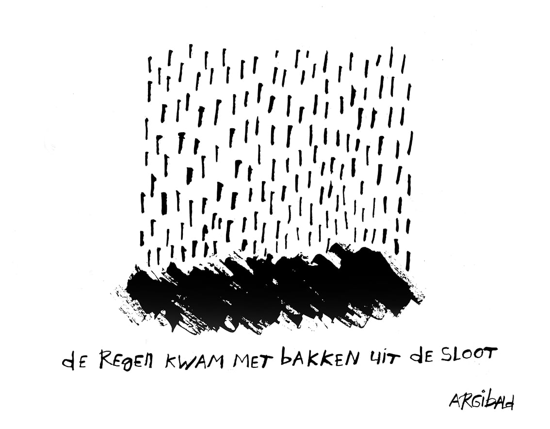 Argibald heeft veel cartoons over regen